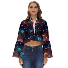 Galaxy Glass Boho Long Bell Sleeve Top