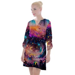 Galaxy Glass Open Neck Shift Dress by Dazzleway