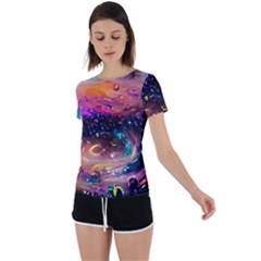 Galaxy Glass Back Circle Cutout Sports Tee by Dazzleway