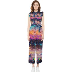 Galaxy Glass Women s Frill Top Chiffon Jumpsuit by Dazzleway