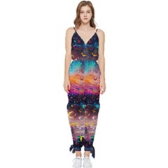 Galaxy Glass Sleeveless Tie Ankle Chiffon Jumpsuit by Dazzleway