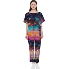 Galaxy Glass Batwing Lightweight Chiffon Jumpsuit by Dazzleway