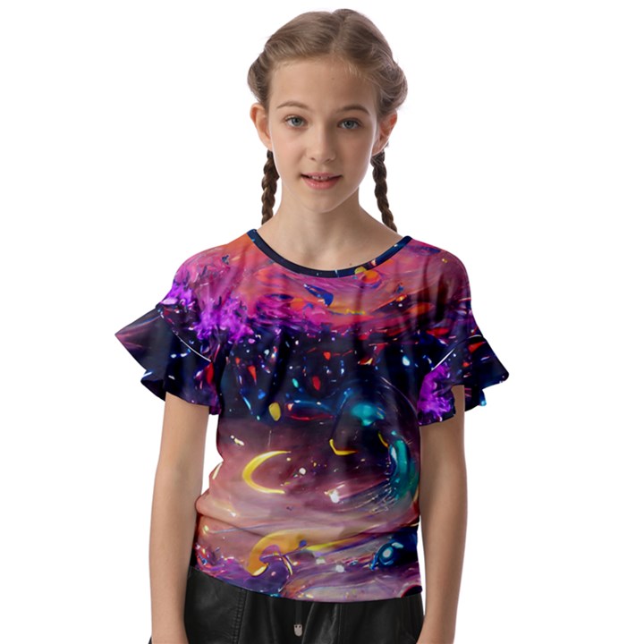 Galaxy glass Kids  Cut Out Flutter Sleeves