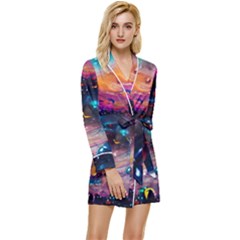 Galaxy Glass Long Sleeve Satin Robe by Dazzleway