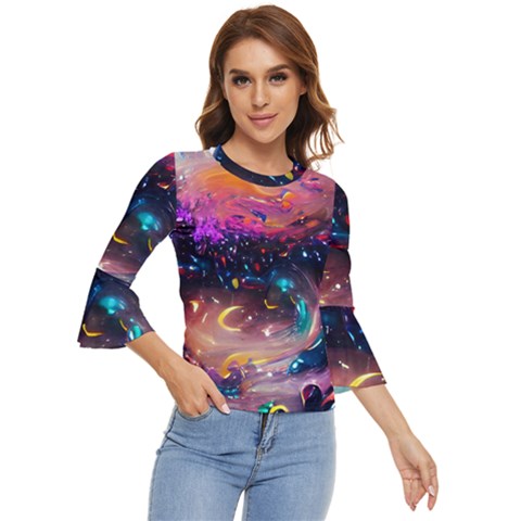 Galaxy Glass Bell Sleeve Top by Dazzleway