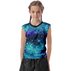 Blue Galaxy Kids  Raglan Cap Sleeve Tee by Dazzleway