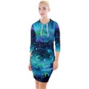 Blue galaxy Quarter Sleeve Hood Bodycon Dress View1