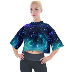 Blue Galaxy Mock Neck Tee by Dazzleway