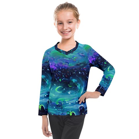 Blue Galaxy Kids  Long Mesh Tee by Dazzleway