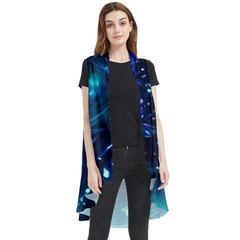 Blue Galaxy Sleeveless Chiffon Waistcoat Shirt by Dazzleway