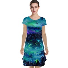 Blue Galaxy Cap Sleeve Nightdress by Dazzleway