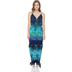 Blue Galaxy Sleeveless Tie Ankle Chiffon Jumpsuit by Dazzleway