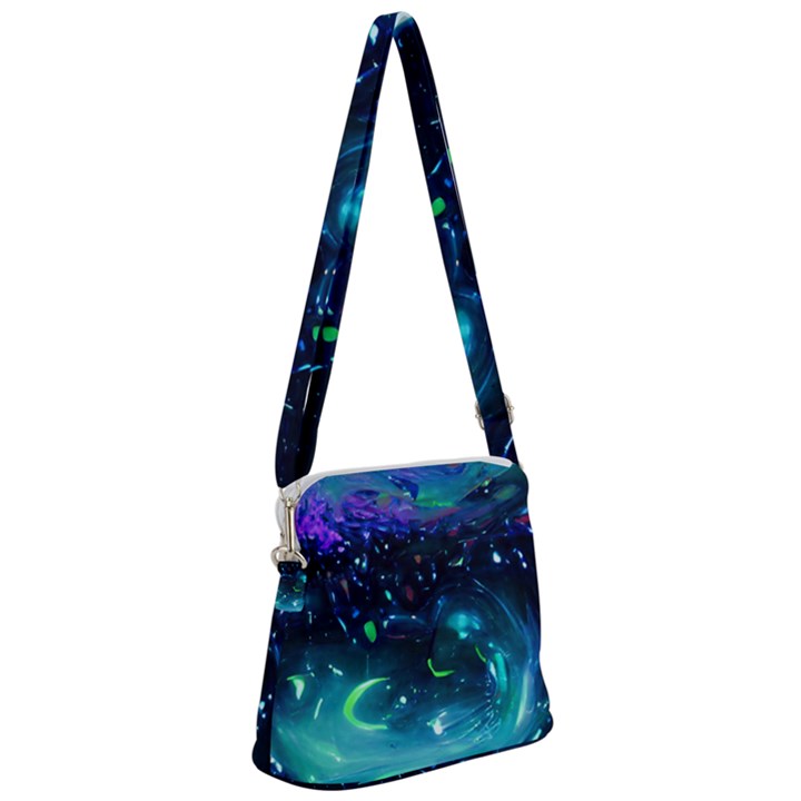 Blue galaxy Zipper Messenger Bag