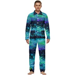 Blue Galaxy Men s Long Sleeve Velvet Pocket Pajamas Set by Dazzleway