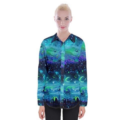 Blue Galaxy Womens Long Sleeve Shirt by Dazzleway