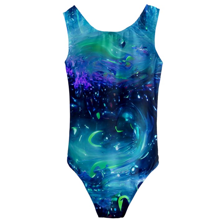 Blue galaxy Kids  Cut-Out Back One Piece Swimsuit