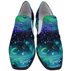 Blue Galaxy Women Slip On Heel Loafers by Dazzleway