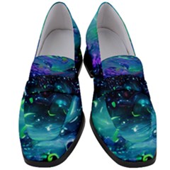 Blue Galaxy Women s Chunky Heel Loafers by Dazzleway