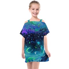 Blue Galaxy Kids  One Piece Chiffon Dress by Dazzleway