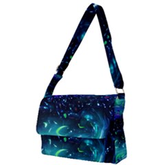 Blue Galaxy Full Print Messenger Bag (l) by Dazzleway