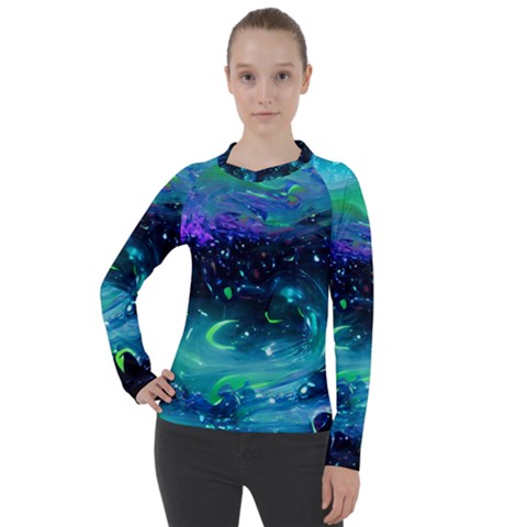 Blue Galaxy Women s Pique Long Sleeve Tee by Dazzleway