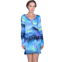 Moon Mountains Long Sleeve Nightdress by Dazzleway