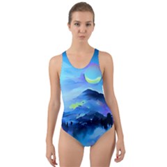 Moon Mountains Cut-out Back One Piece Swimsuit by Dazzleway