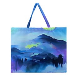 Moon Mountains Zipper Large Tote Bag by Dazzleway