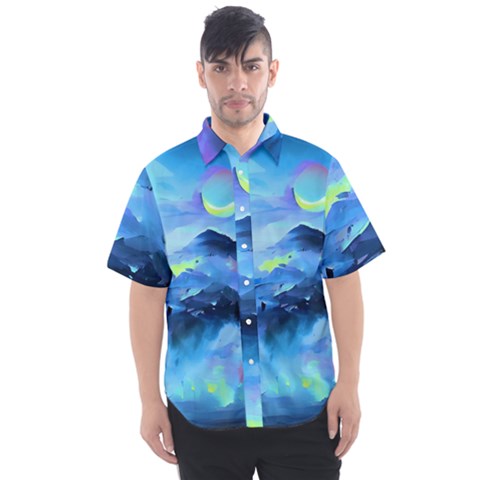 Moon Mountains Men s Short Sleeve Shirt by Dazzleway