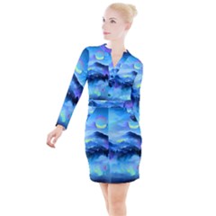 Moon Mountains Button Long Sleeve Dress by Dazzleway