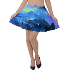 Moon Mountains Velvet Skater Skirt