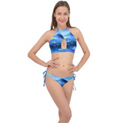 Moon Mountains Cross Front Halter Bikini Set by Dazzleway