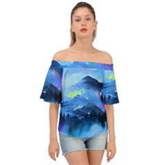 Moon Mountains Off Shoulder Short Sleeve Top by Dazzleway