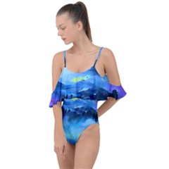 Moon Mountains Drape Piece Swimsuit by Dazzleway