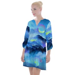 Moon Mountains Open Neck Shift Dress by Dazzleway