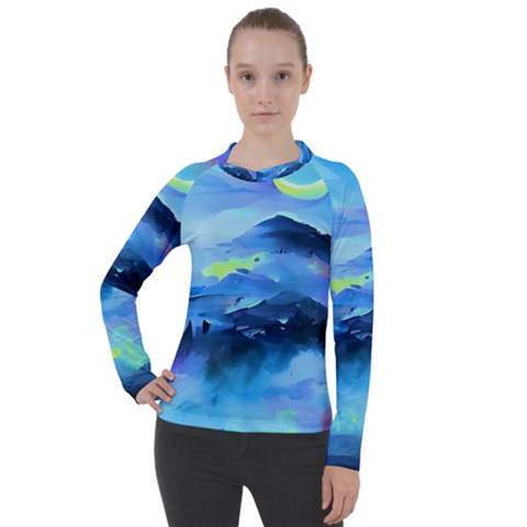 Moon Mountains Women s Pique Long Sleeve Tee by Dazzleway