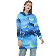 Moon Mountains Women s Long Oversized Pullover Hoodie