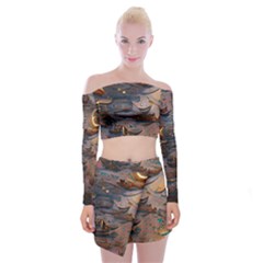 Sky Ship Off Shoulder Top With Mini Skirt Set by Dazzleway