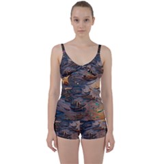 Sky Ship Tie Front Two Piece Tankini by Dazzleway