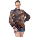 Sky ship High Neck Long Sleeve Chiffon Top View1