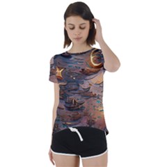 Sky Ship Short Sleeve Foldover Tee by Dazzleway