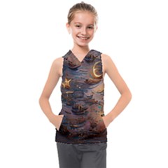 Sky Ship Kids  Sleeveless Hoodie by Dazzleway