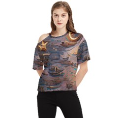 Sky Ship One Shoulder Cut Out Tee by Dazzleway