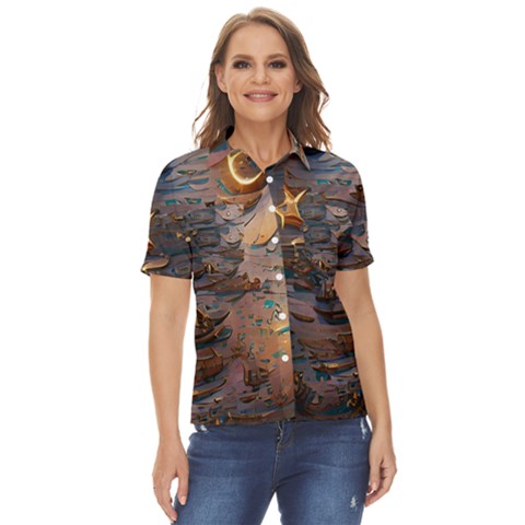 Sky Ship Women s Short Sleeve Double Pocket Shirt by Dazzleway