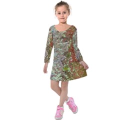 Colorful Abstract Texture Kids  Long Sleeve Velvet Dress