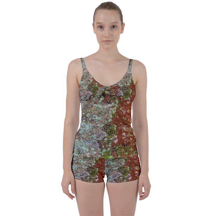 Colorful Abstract Texture Tie Front Two Piece Tankini