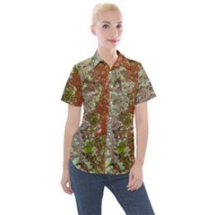 Colorful Abstract Texture Women s Short Sleeve Pocket Shirt