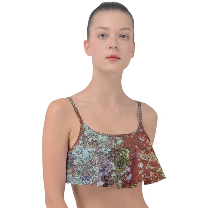 Colorful Abstract Texture Frill Bikini Top