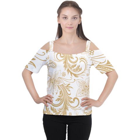 Flowers Shading Pattern Cutout Shoulder Tee by fashionpod