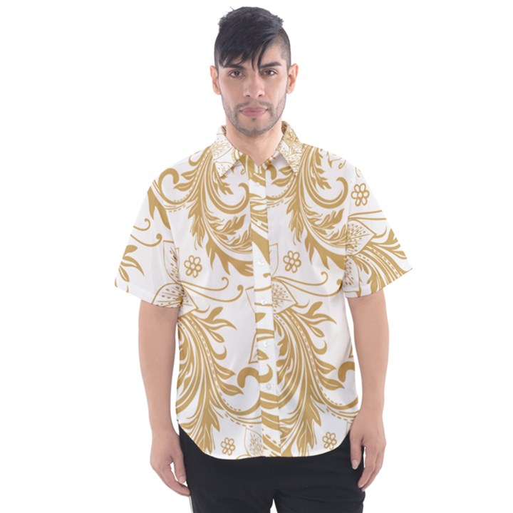 Flowers Shading Pattern Men s Short Sleeve Shirt